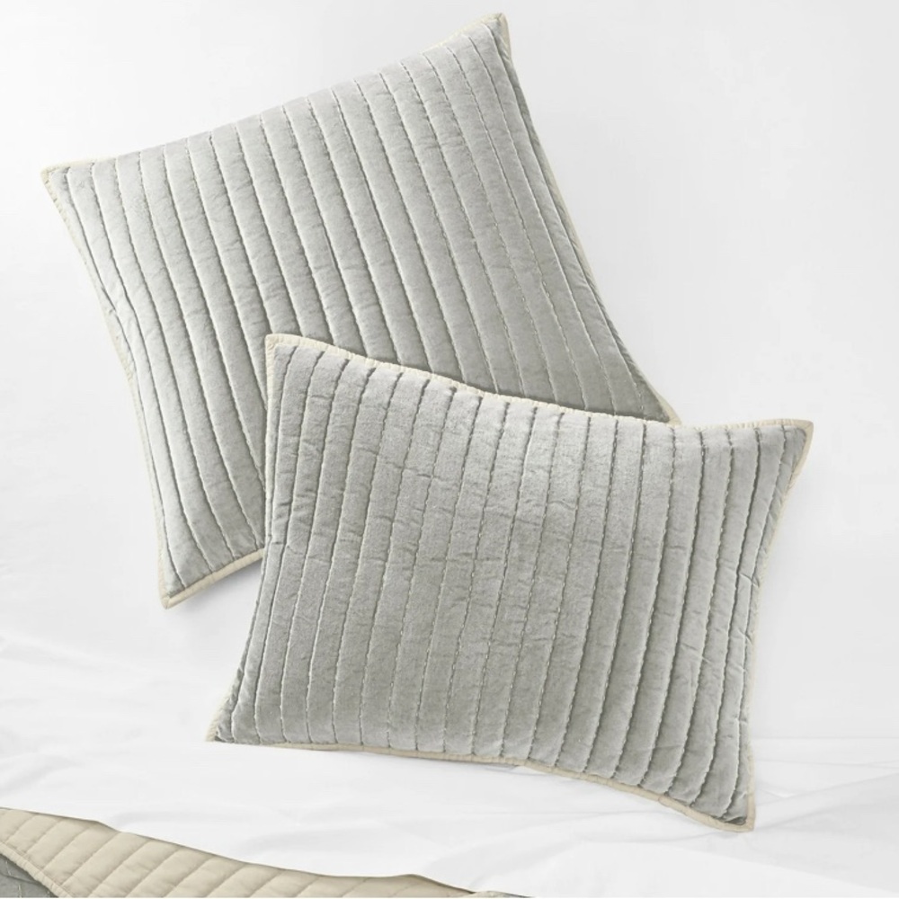 Oake Velvet King Sham in Grey, NEW $85